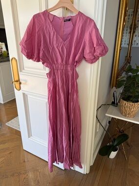 Nasty Gal Dusty Rose V-Neck Puff Sleeve Maxi Dress